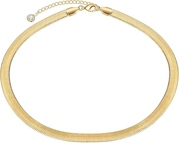 Turandoss Dainty Gold Choker Necklaces for Women - 14K Gold Plated Handmade Medallion Snake Link ... | Amazon (US)