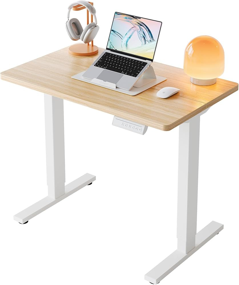HUANUO 32" Small Electric Standing Desk Adjustable Height, 4 Memory Height Settings, Sit Stand Up... | Amazon (US)