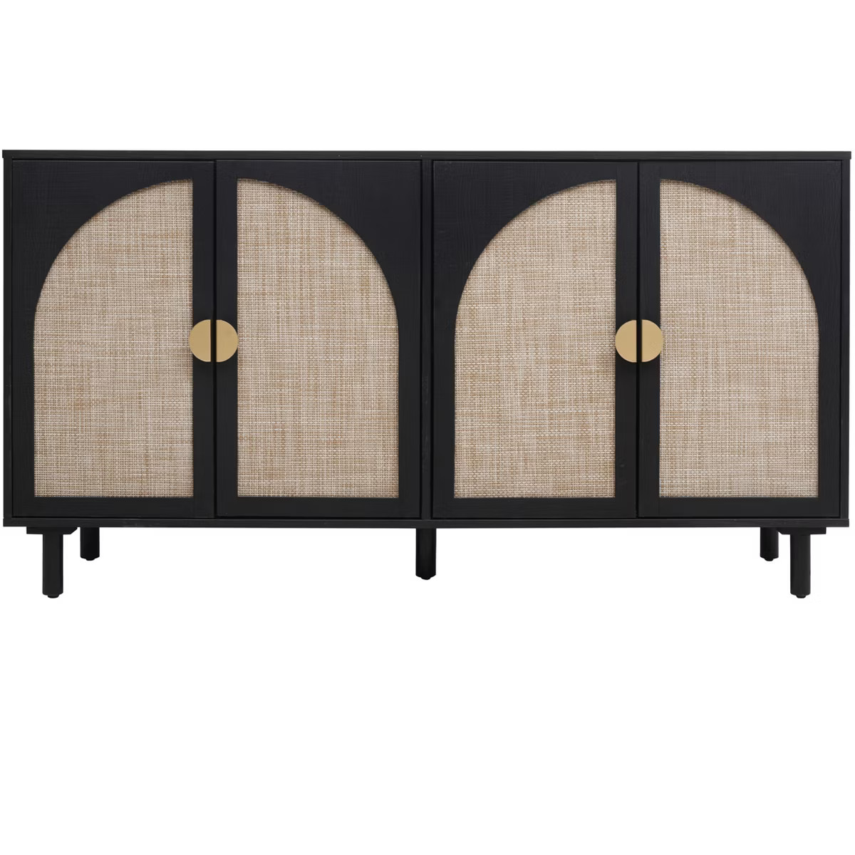 4-Door/2-Door Buffet Sideboard with Adjustable Shelves & Metal Handles, Stylish Rattan Storage Ca... | Target