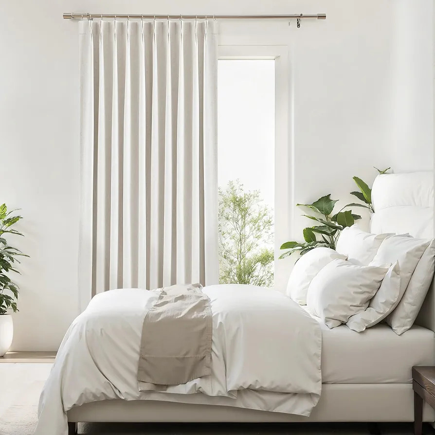Pinch Pleated Blackout Curtain Panels with Full Blackout Liner Linen Texture Thermal Insulated Wi... | Amazon (US)