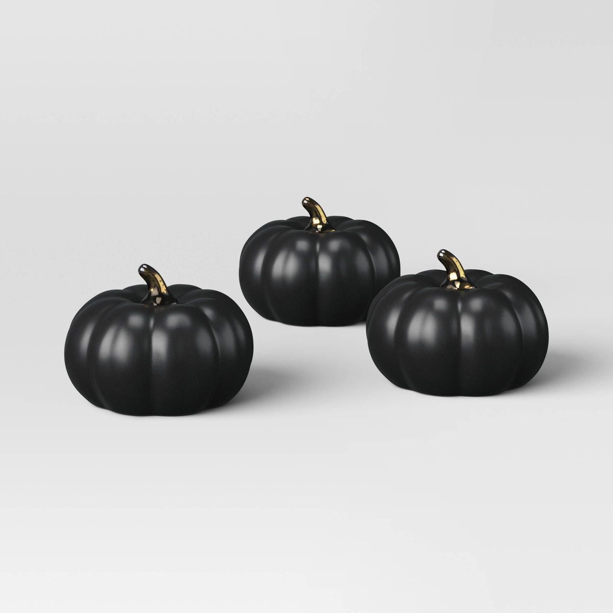 Set of 3 Small Ceramic Halloween Pumpkins with Gold Stem - Threshold™ | Target