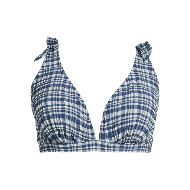 Time and Tru Women's Seersucker Tie Shoulder Bikini Top, Sizes XS-XL - Walmart.com | Walmart (US)