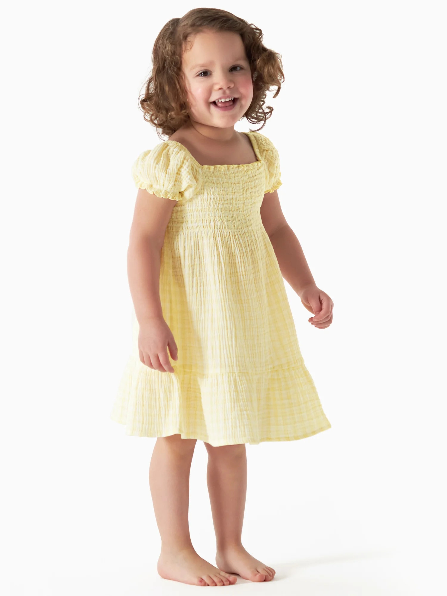 Modern Moments by Gerber Toddler Girl Puff Sleeve Gauze Dress, Sizes 12M-5T | Walmart (US)