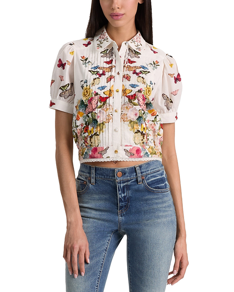 Alice and Olivia Rose Puff Sleeve Blouse | Bloomingdale's (US)