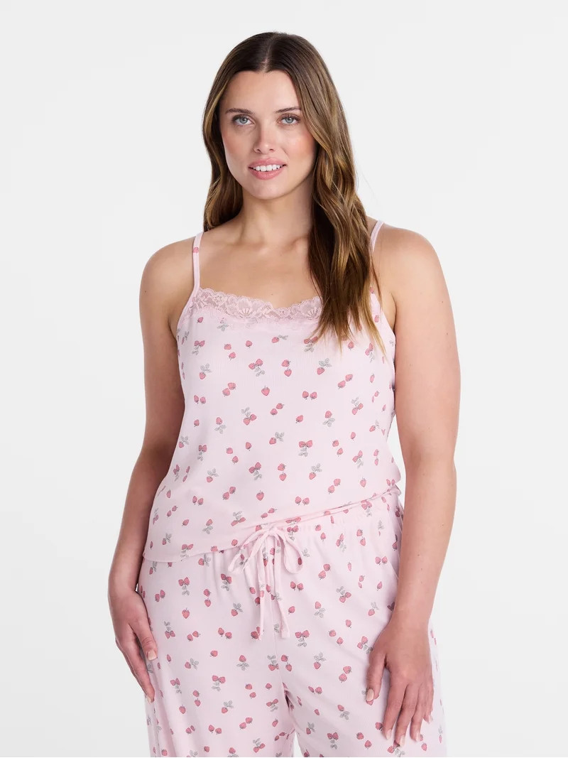 Joyspun Women\u2019s Lace Trim Ribbed Modal Cami, Sizes XS-3X | Walmart (US)