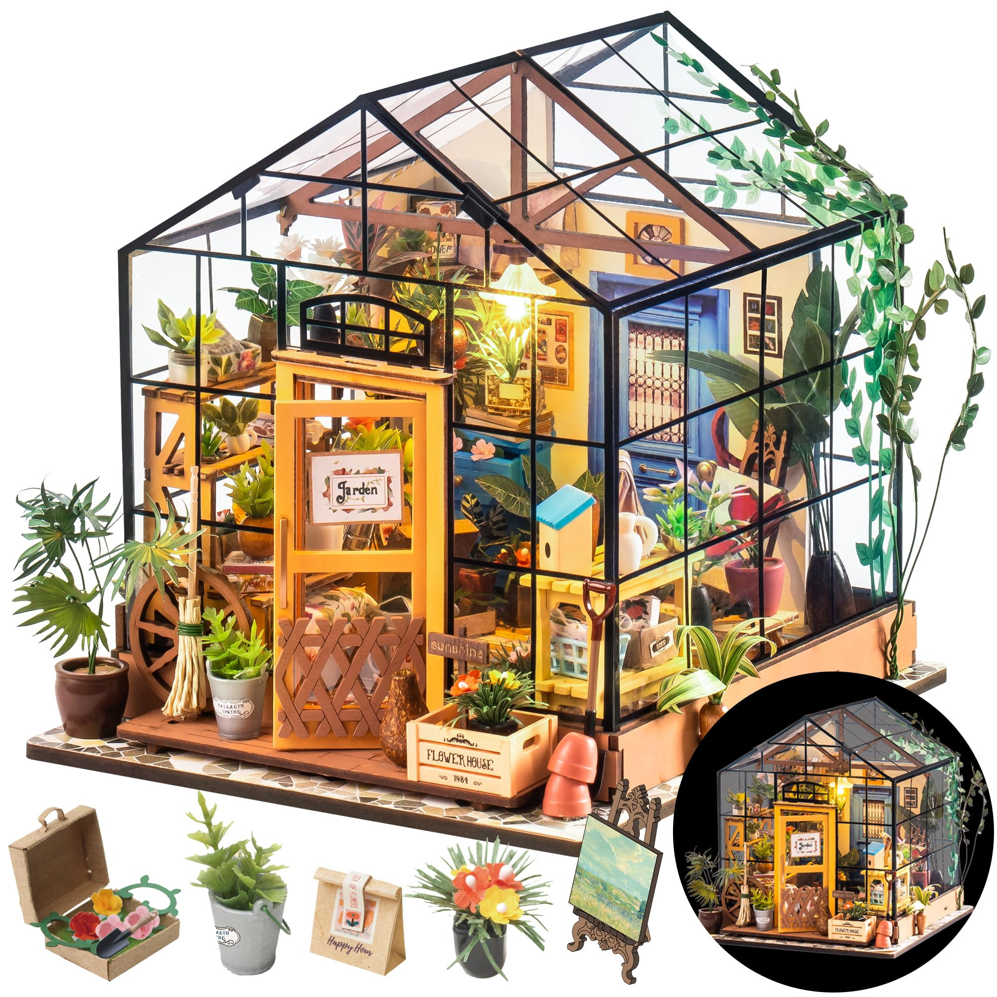 Rolife DIY Miniature House Kit Greenhouse, Tiny House Kit for Adults to Build, Mini House Making ... | Amazon (US)