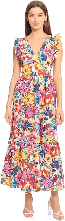 Maggy London Women's Women's Cocktail Dress with V-Neck, Ruffle, Pockets Maxi | Summer Dresses fo... | Amazon (US)