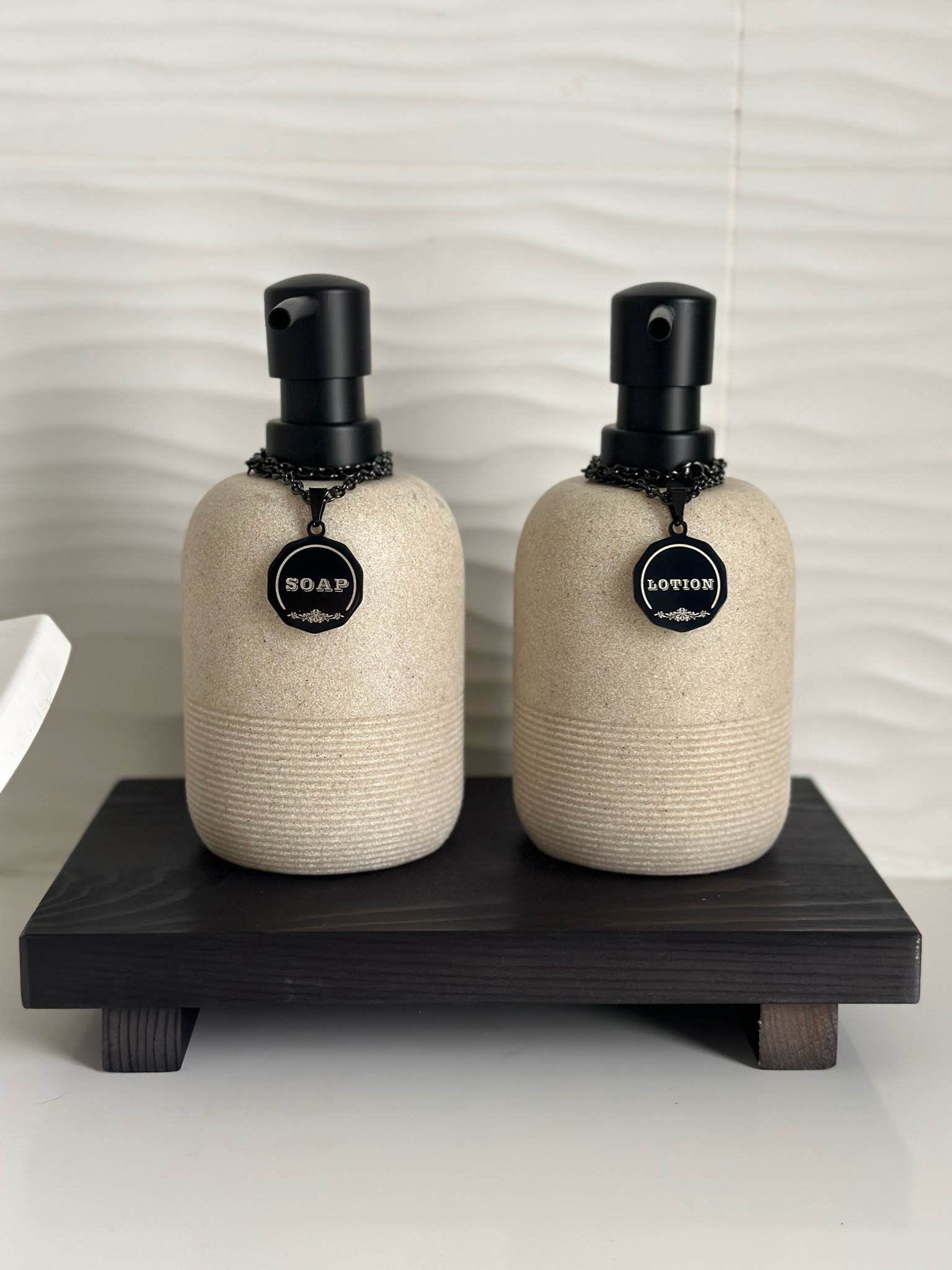 A little guest bathroom refresh! These dispensers look so much more expensive in person and loved the cute little tags to add and elevate them a bit! 

#LTKunder50 #LTKhome #LTKFind