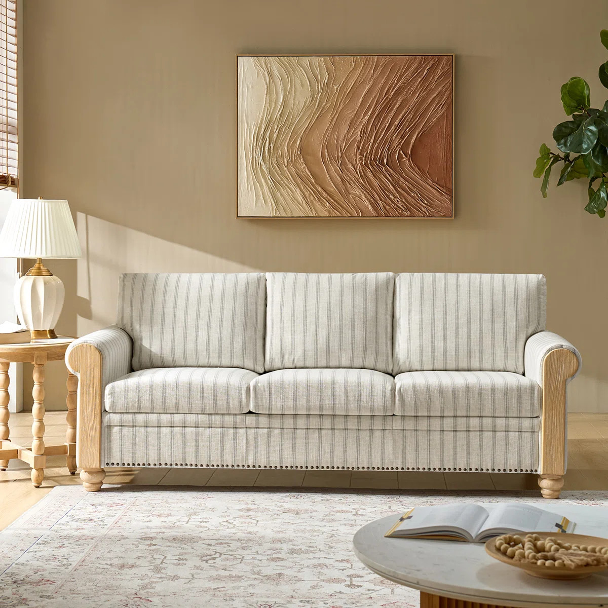 Terren 81" W Linen Striped Sofa | Wayfair North America