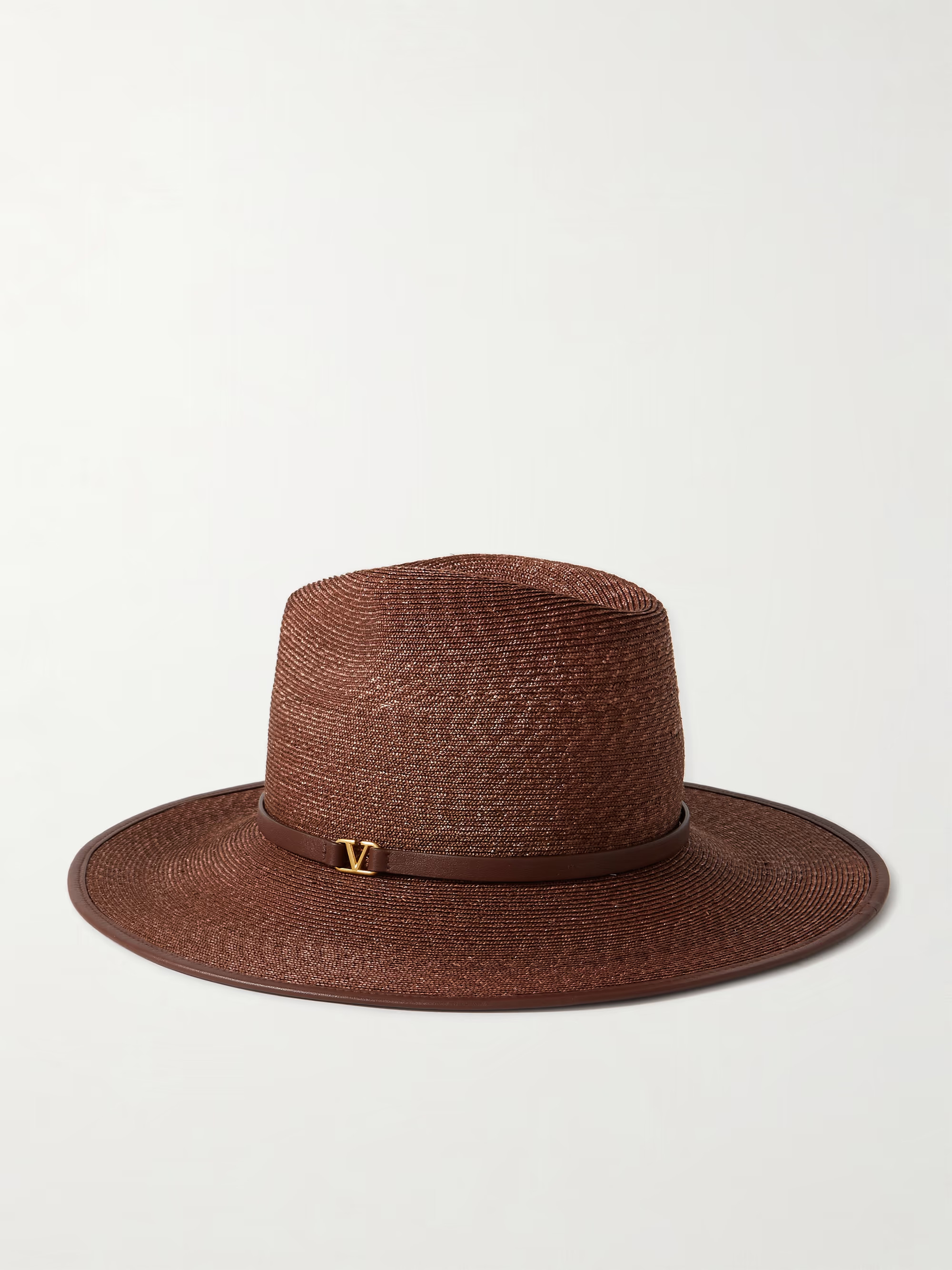VLOGO leather-trimmed straw sunhat | NET-A-PORTER (UK & EU)