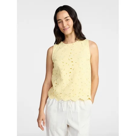Time and Tru Women’s and Women’s Plus Eyelet Embroidery Top Sizes XS-4X | Walmart (US)