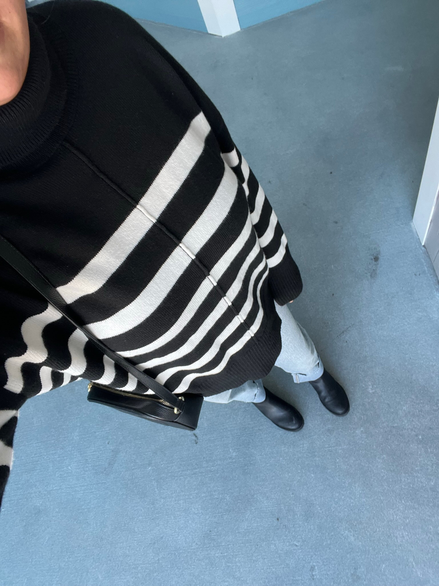 loving a striped winter sweater and denim look for winter. paired this black mock neck sweater with abercrombie denim jeans and black Chelsea boots 

 #LTKSeasonal #LTKMidsize #LTKStyleTip