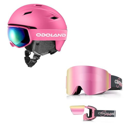 Odoland Bundle - 2 Items Ski Helmet and Goggles Set with Flip Up Ski Goggles | Amazon (US)