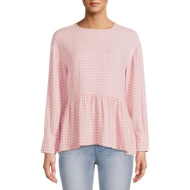 Time and Tru Women's Button Back Peplum Blouse | Walmart (US)