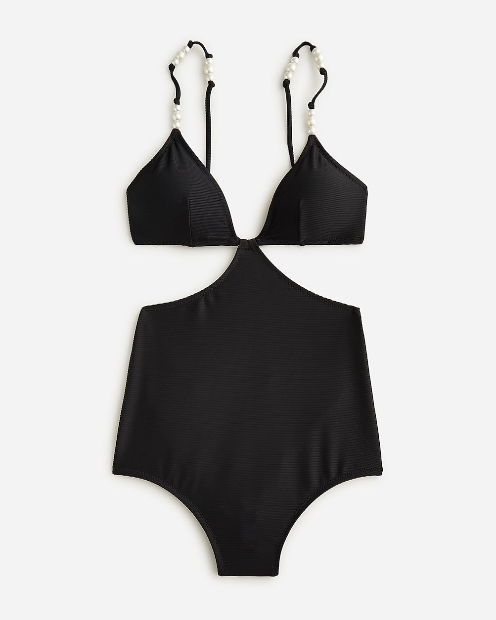Ribbed cutout one-piece swimsuit with pearls | J.Crew US