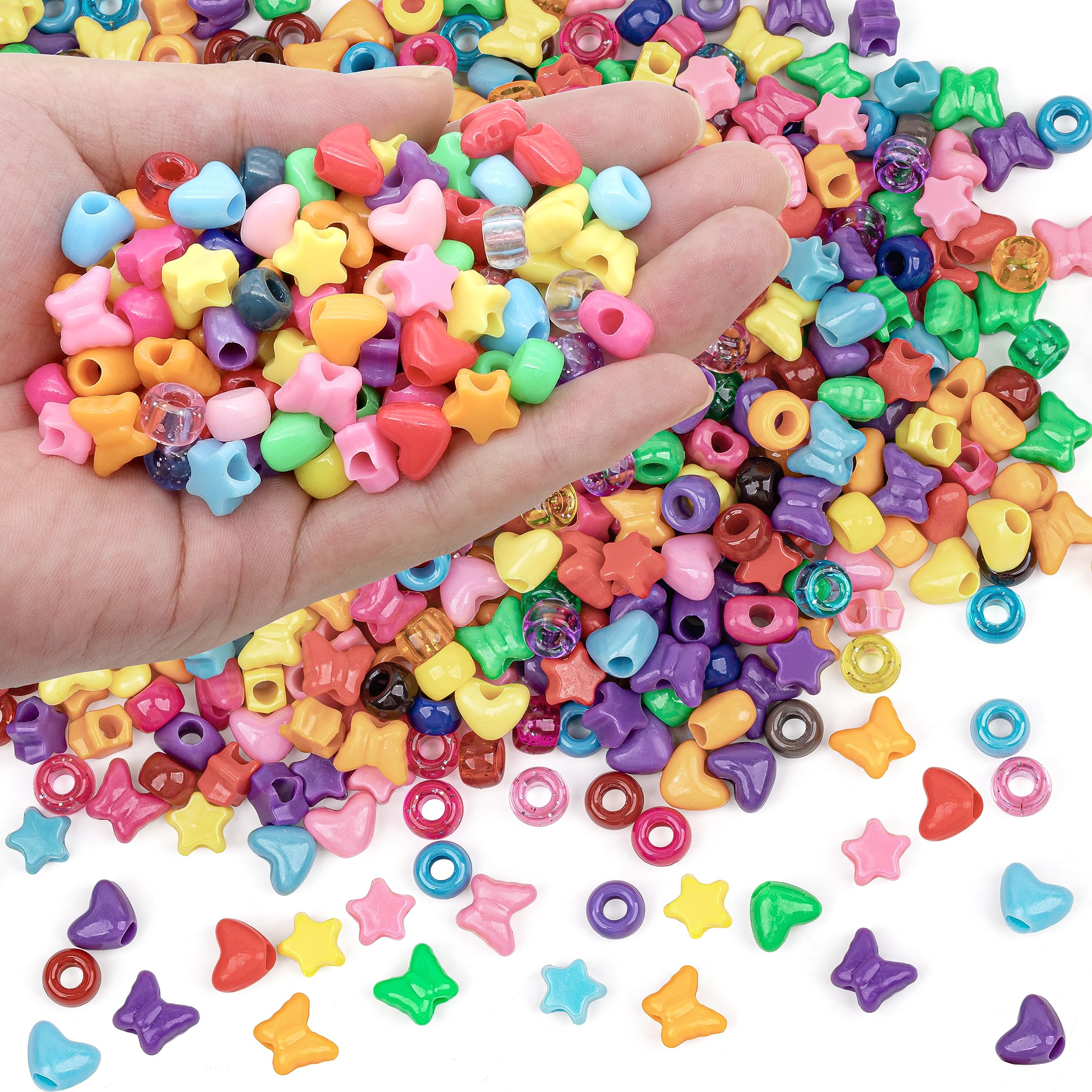 900 Pcs Pony Beads Shapes for Bracelet、Jewelry Making、Friendship Bracelets Colourful Plastic ... | Amazon (US)