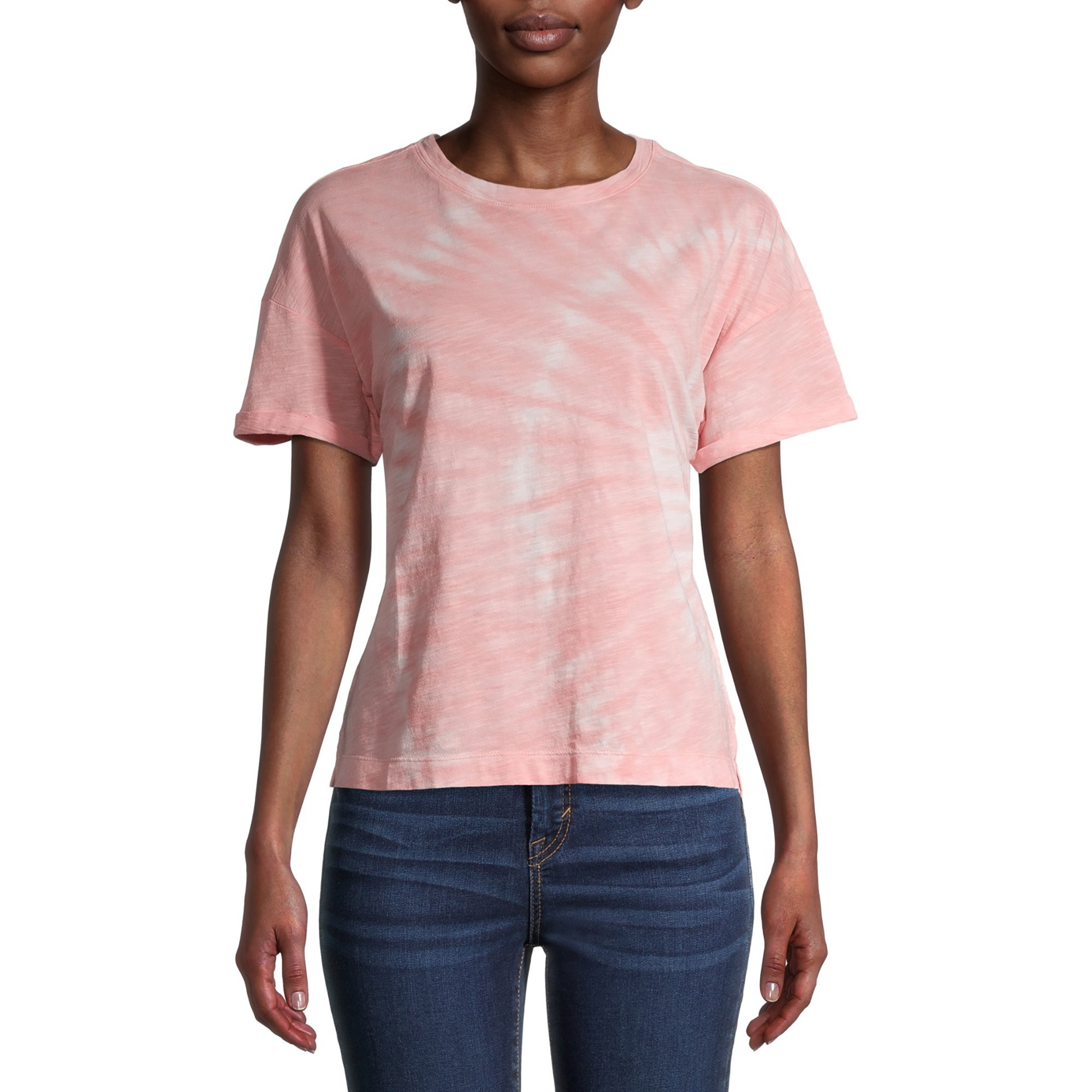 Time and Tru Women's Relaxed Crewneck T-Shirt with Short Sleeves | Walmart (US)