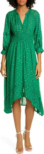 Cyana Metallic Dot Smock Waist Dress | Nordstrom
