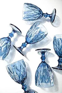 Amazon.com | Blue Glasses Goblets, Drinkware 12 Ounce Water Glasses Wine Glasses Set of 6.Great f... | Amazon (US)
