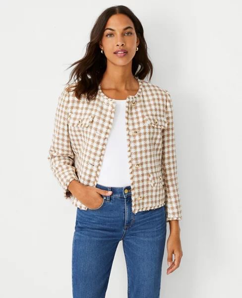 Fringe Tweed Button Jacket | Ann Taylor (US)