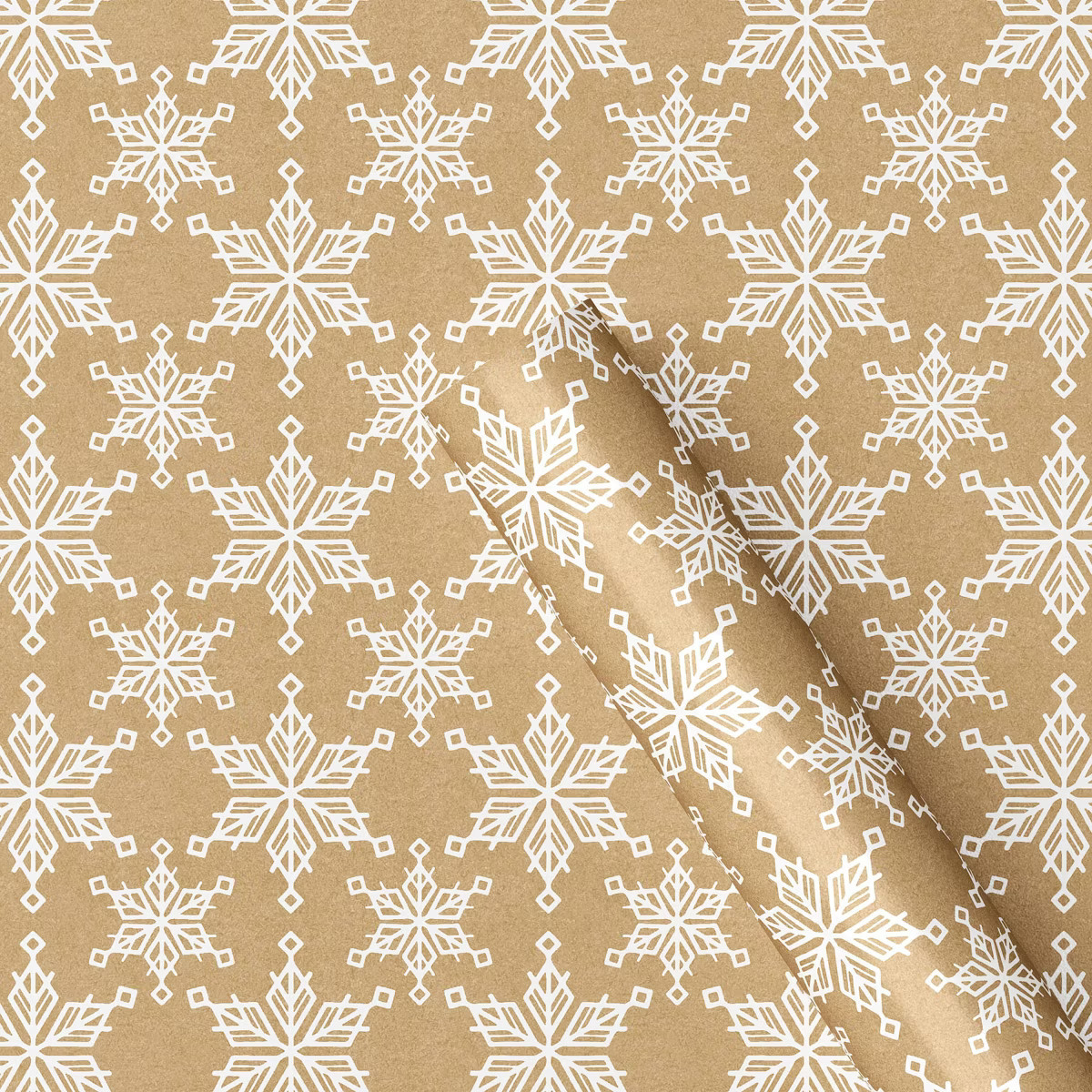 40" 125 sq ft Christmas Roll Wrap White Flakes on Brown Kraft - Wondershop™ | Target