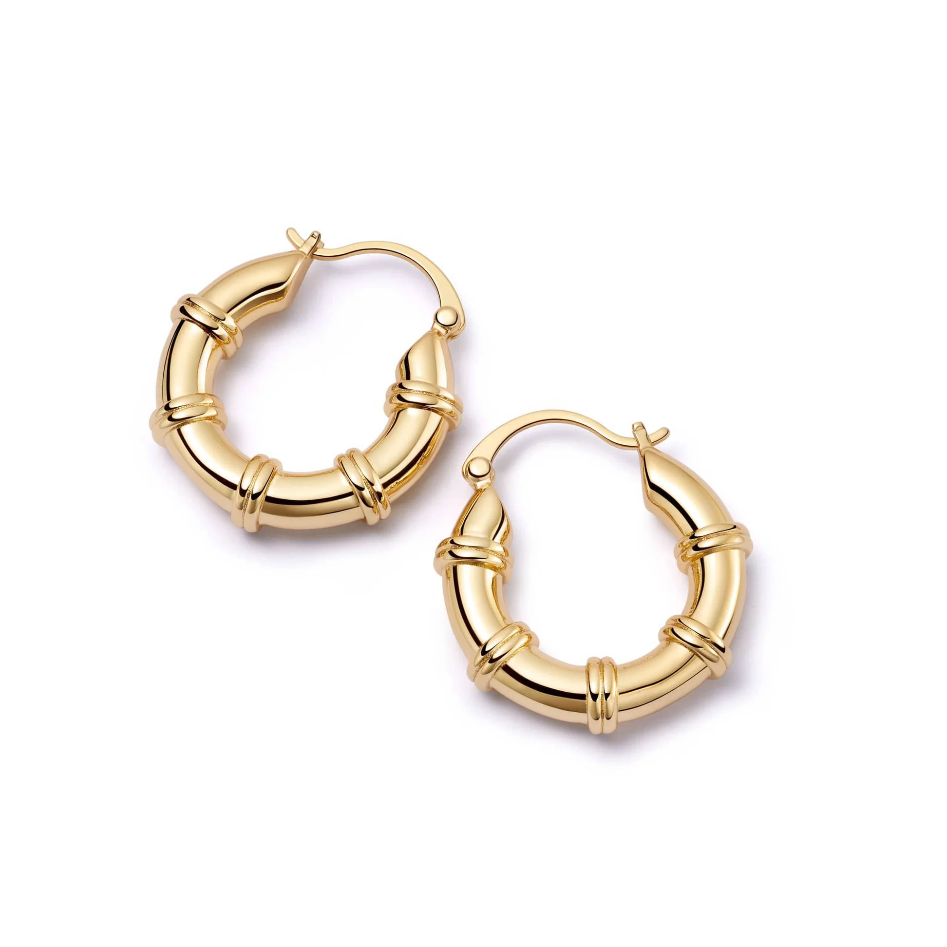 Polly Chunky Hoop Earrings 18ct Gold Plate | Daisy London Jewellery