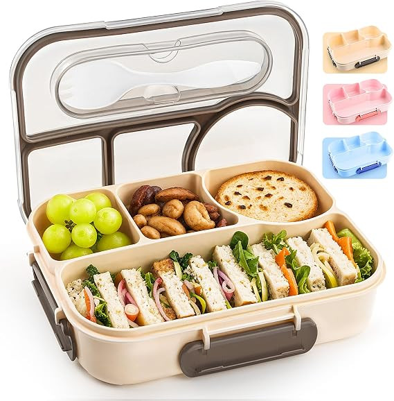 EASYFUN Bento Box Adult, Lunch Box, 4-Compartment Lunch Containers, Drop-Proof, Dishwasher Safe &... | Amazon (US)