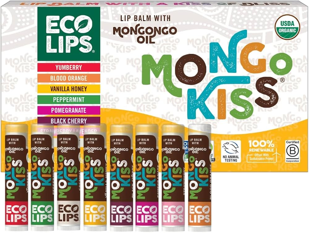 Mongo Kiss USDA Organic Lip Balm Set 8-pack (0.15 oz. each) with Mongongo Oil & Cocoa Butter to M... | Amazon (US)