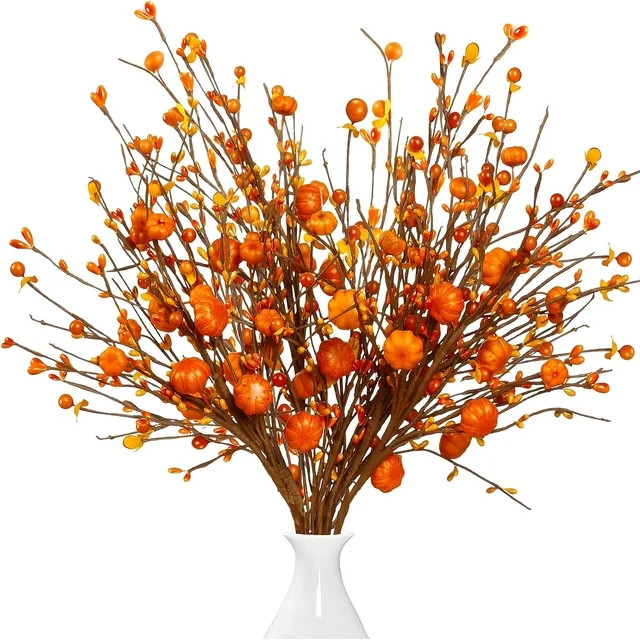 Fall Artificial Berry Stems 6Pcs Berry Picks Branches Fall Orange Stems Floral Arrangements with ... | Walmart (US)