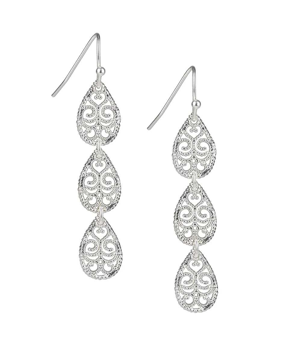 Tear Drop Wire Earrings - Filigree and Flutter | Patricia Nash Designs