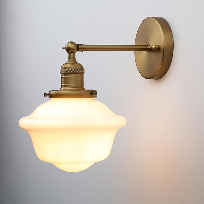 Pathson Vintage Wall Sconce Lamp with Milk White Glass Shade, Rustic Style Bathroom Wall Vanity L... | Amazon (US)