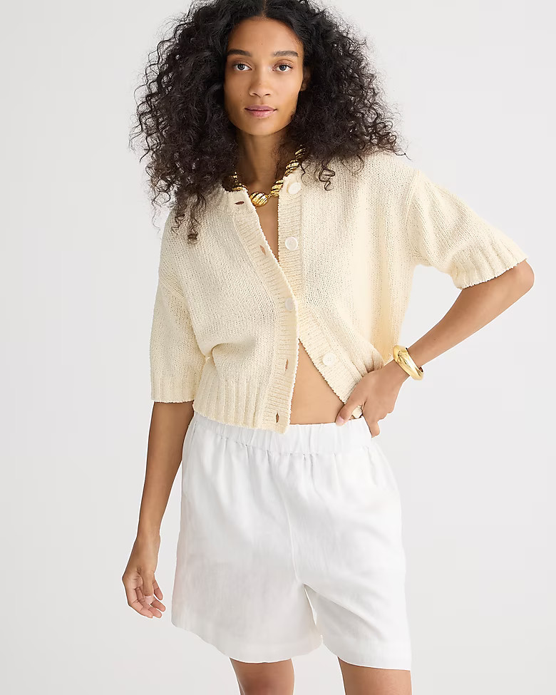 Cropped crewneck cardigan sweater | J. Crew US