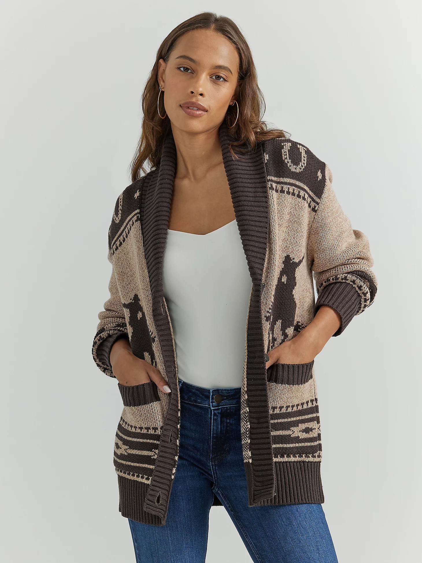 Women's Wrangler Retro® Desert Cardigan in Chocolate | Wrangler