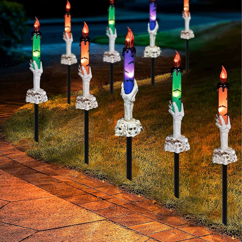 Dazzle Bright Halloween Decorations, 5 Pack Lighted Battery Operated Skeleton Hands Hold Candle w... | Amazon (US)