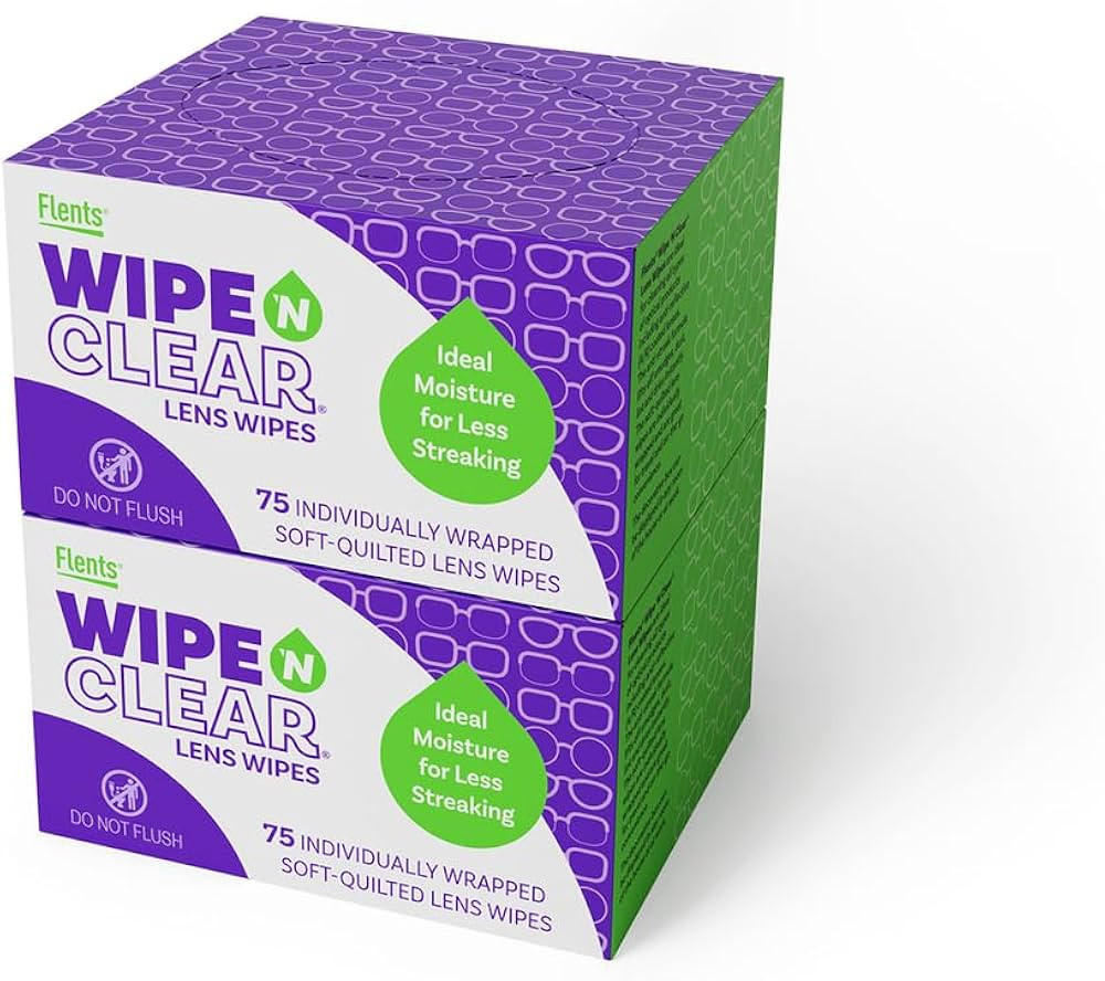 Flents Wipe'N Clear Lens Wipes Anti Streak Fast Drying, White, 150 Count, Made in the USA | Amazon (US)