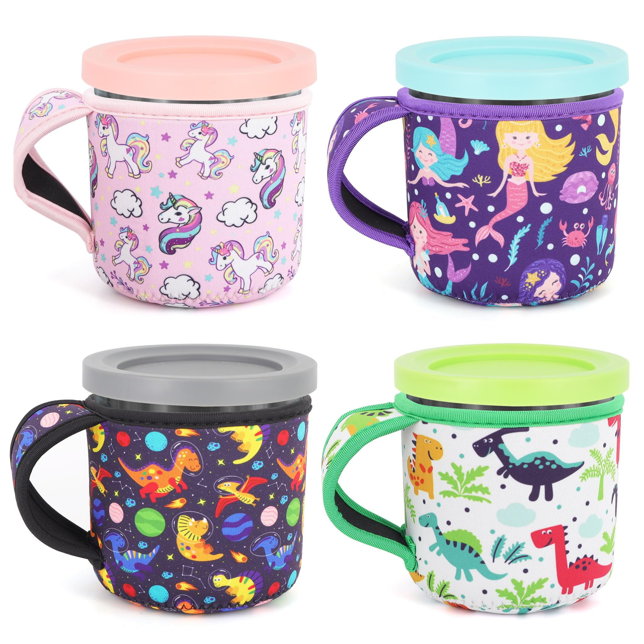 4Pack Reusable Ice Cream Sleeves with Handle, Neoprene Insulated Sleeves for Ninja Creami Pints, ... | Amazon (US)