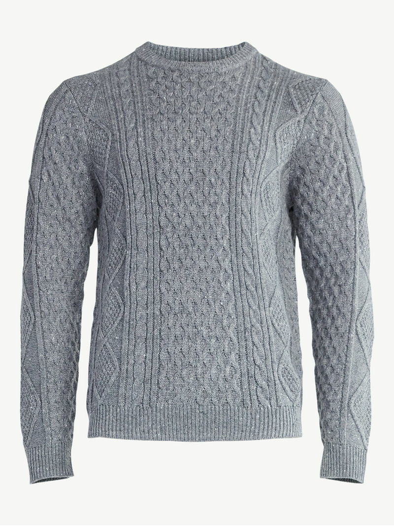 Free Assembly Men's Fisherman Crewneck Sweater with Long Sleeves, Sizes XS-3XL | Walmart (US)