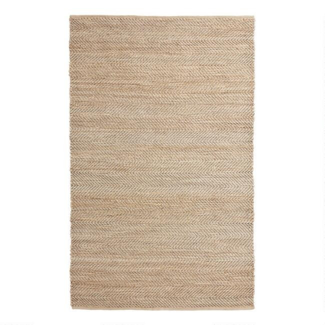 Natural and Black Jute and Cotton Chevron Reversible Rug | World Market
