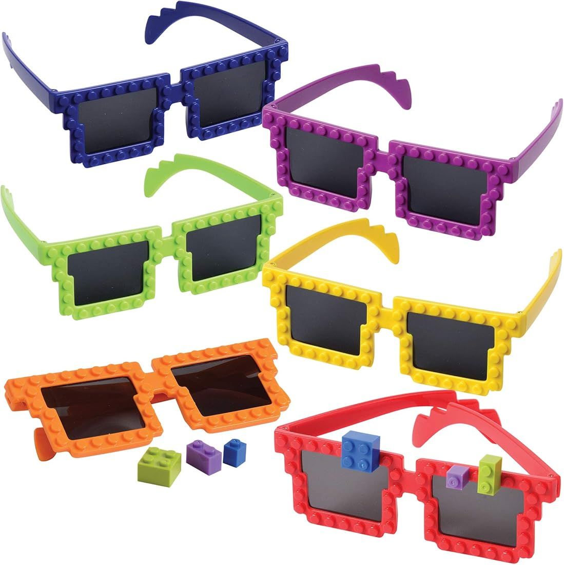Bedwina Building Blocks Glasses - Pack of 6 - Block Mania Building Block Glasses with Extra Brick... | Amazon (US)