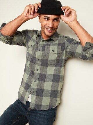 Regular-Fit Built-In Flex Patterned Flannel Shirt for Men | Old Navy (US)