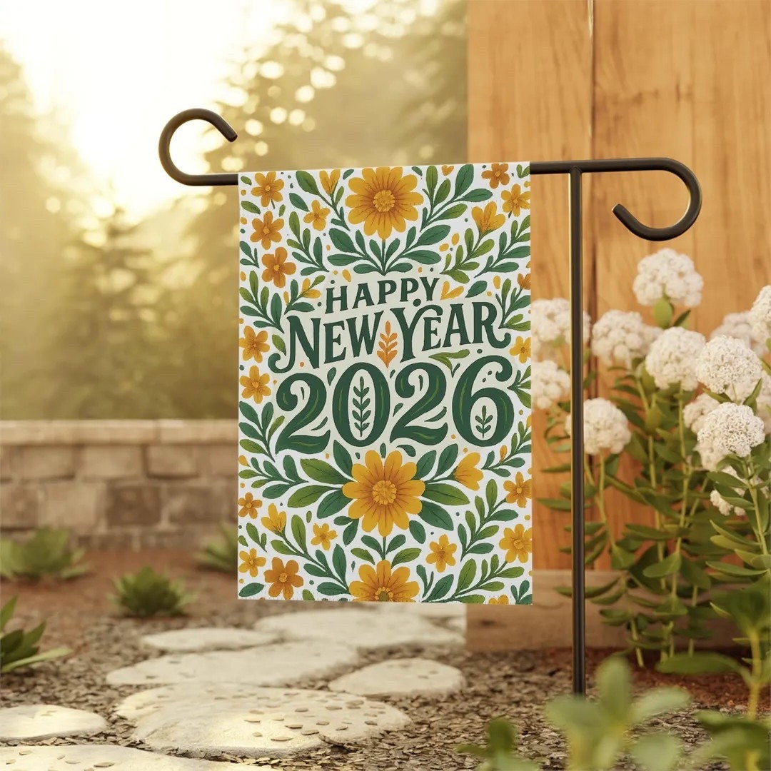 Welcome the New Year with a cheerful outdoor accent that instantly brightens your space. This Happy New Year 2026 floral garden flag features sunny yellow blooms paired with soft winter details and elegant lettering, bringing warmth and positivity to porches, pathways, patios, and gardens. Printed on durable, weather-resistant poly poplin-canvas with vibrant double-sided color, it’s a festive way to celebrate the season and refresh your outdoor décor all winter long.

#LTKhome #LTKseasonal #NewYearDecor #GardenFlag #OutdoorDecor #HolidayHome #PartyDecor #FestiveStyle

#LTKHoliday #LTKHome #LTKSeasonal