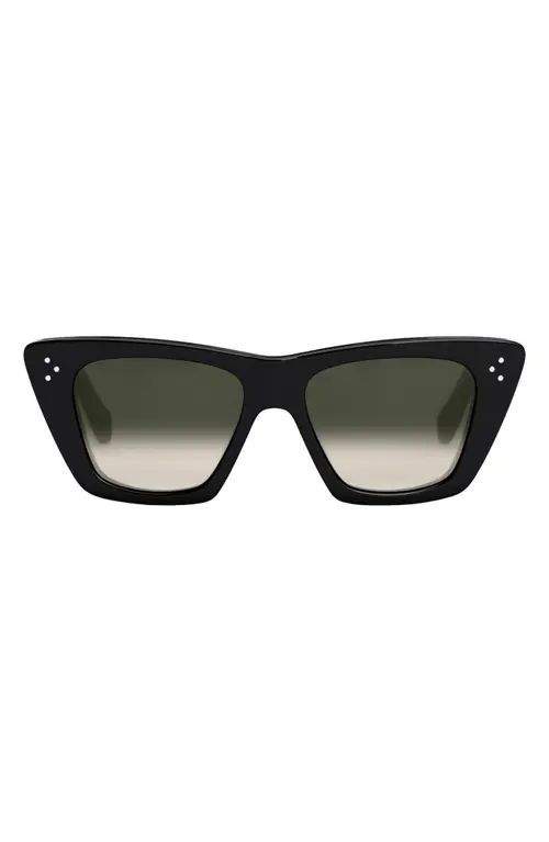 CELINE 51mm Cat Eye Sunglasses in Shiny Black /Gradient Brown at Nordstrom | Nordstrom
