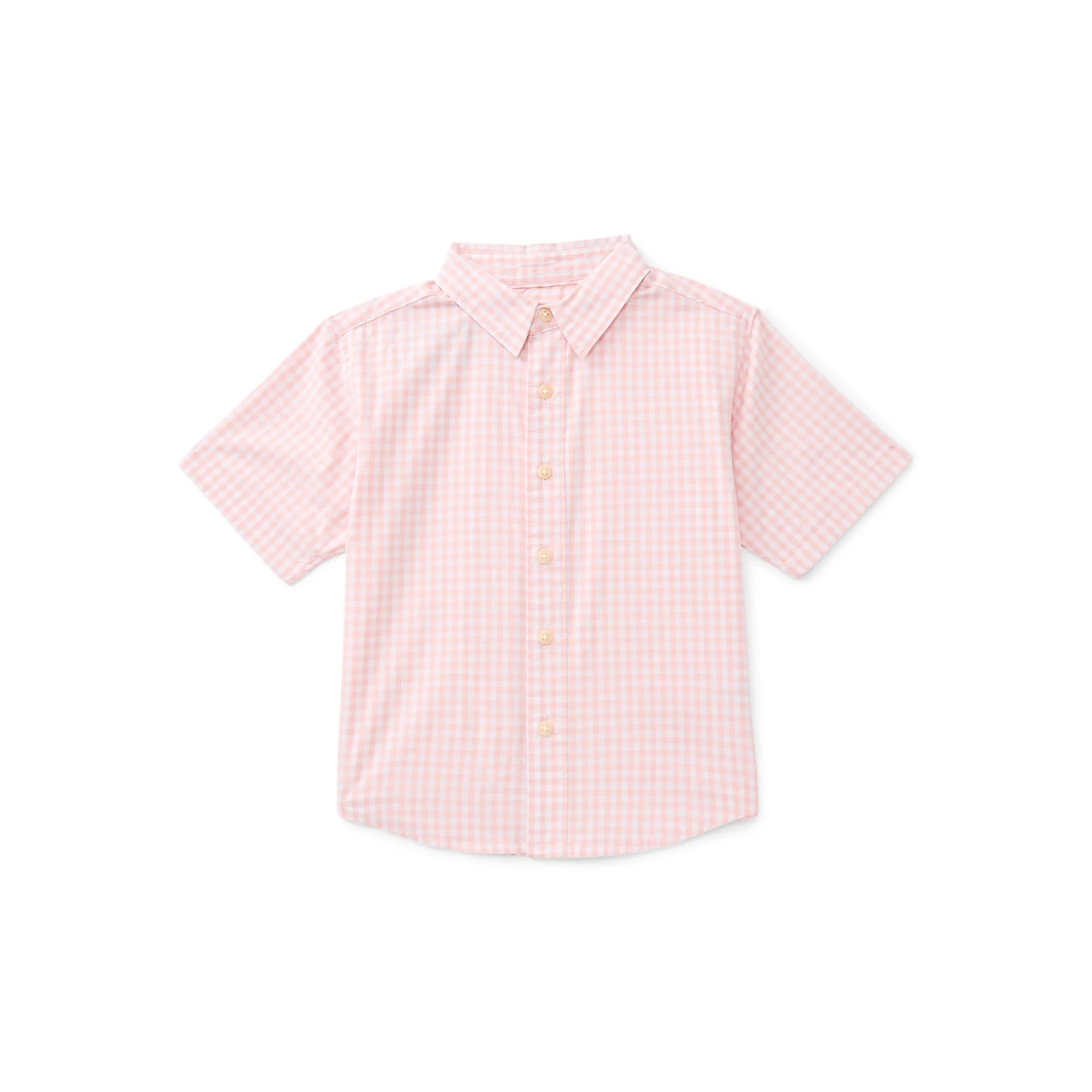 Wonder Nation Boys Cotton Button Down Shirt with Short Sleeves, Sizes 4/5-18 & Husky | Walmart (US)
