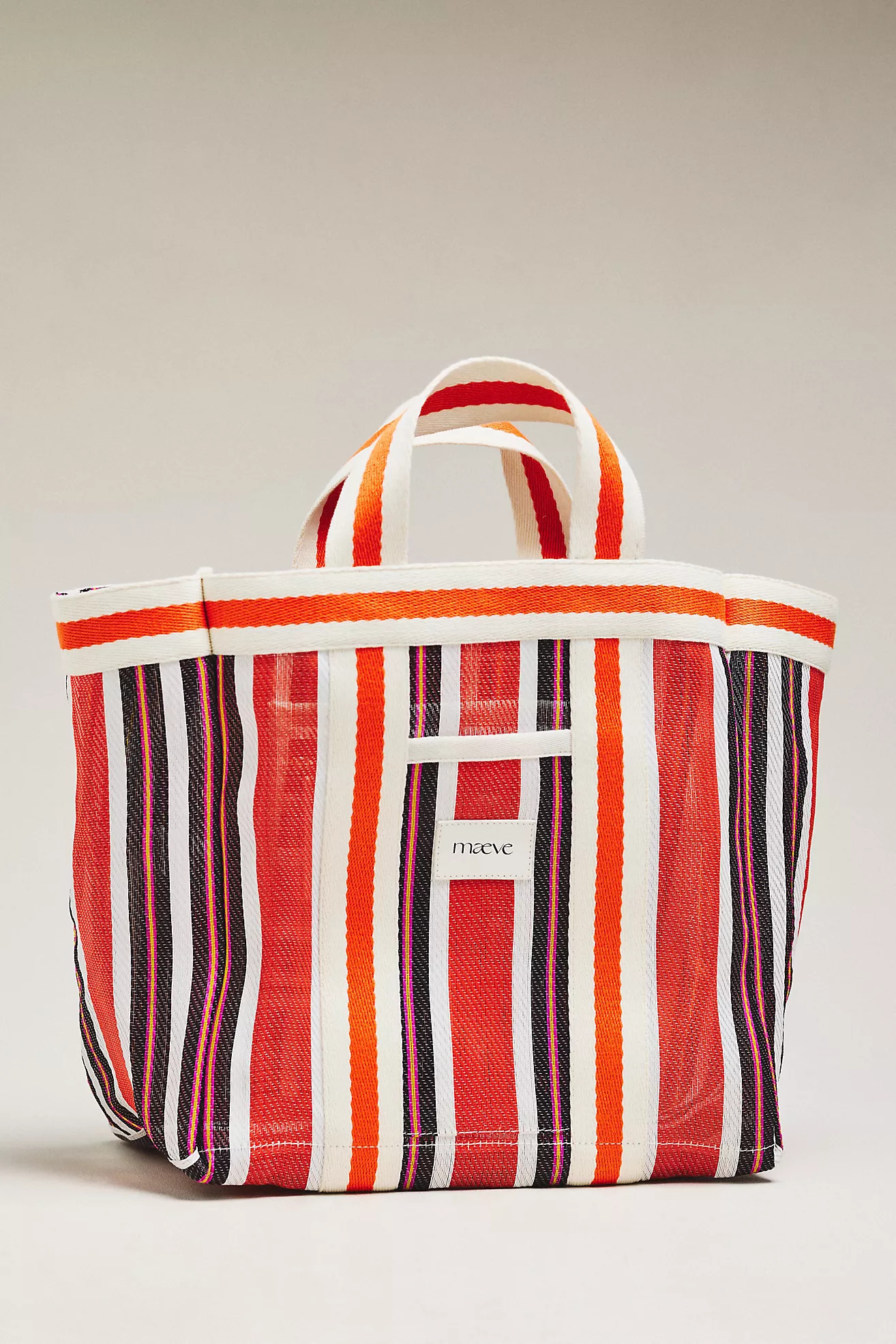 Maeve Striped Mesh Tote Bag | Anthropologie (US)