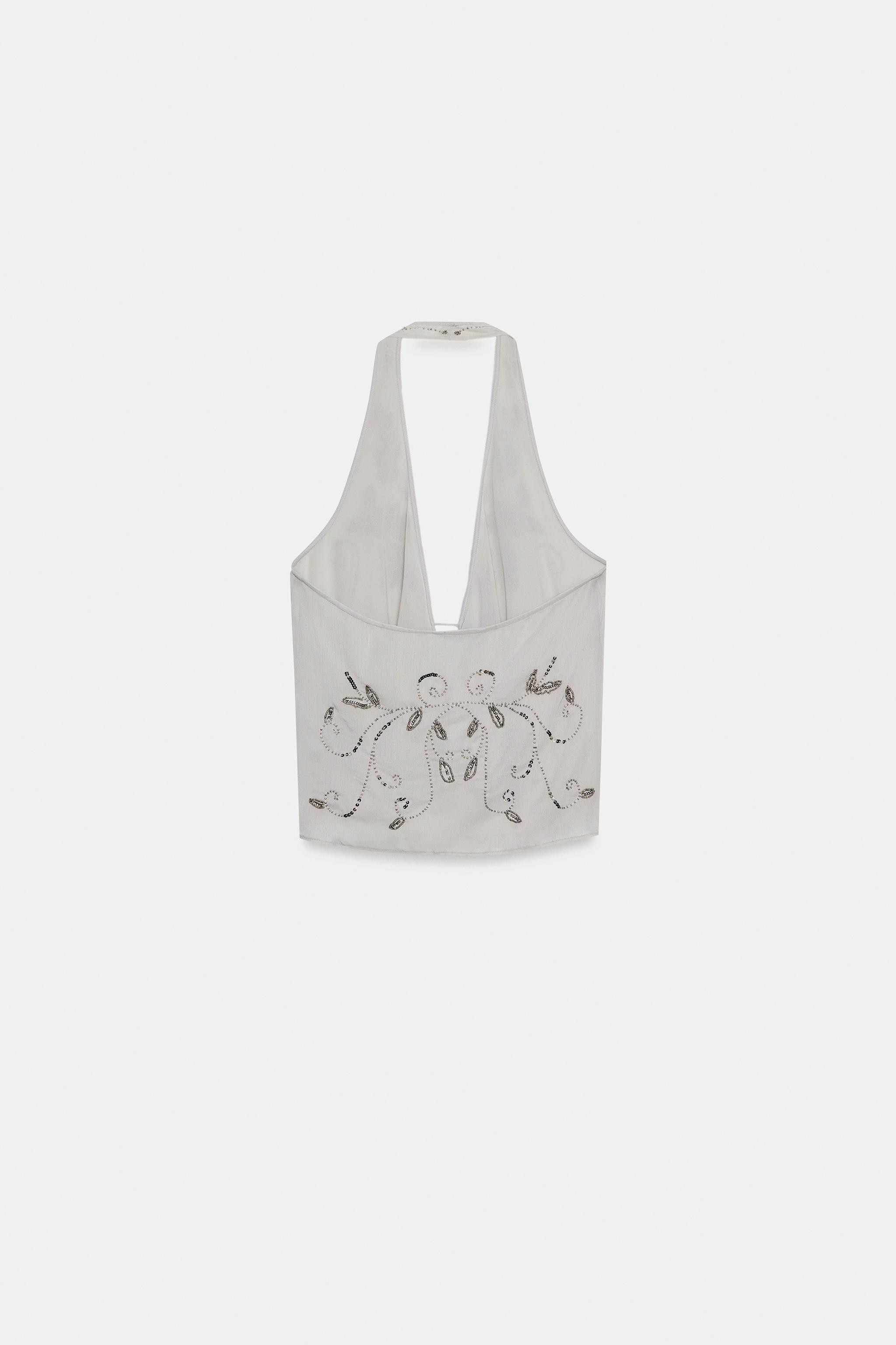 BEADED HALTER NECK TOP | Zara UK