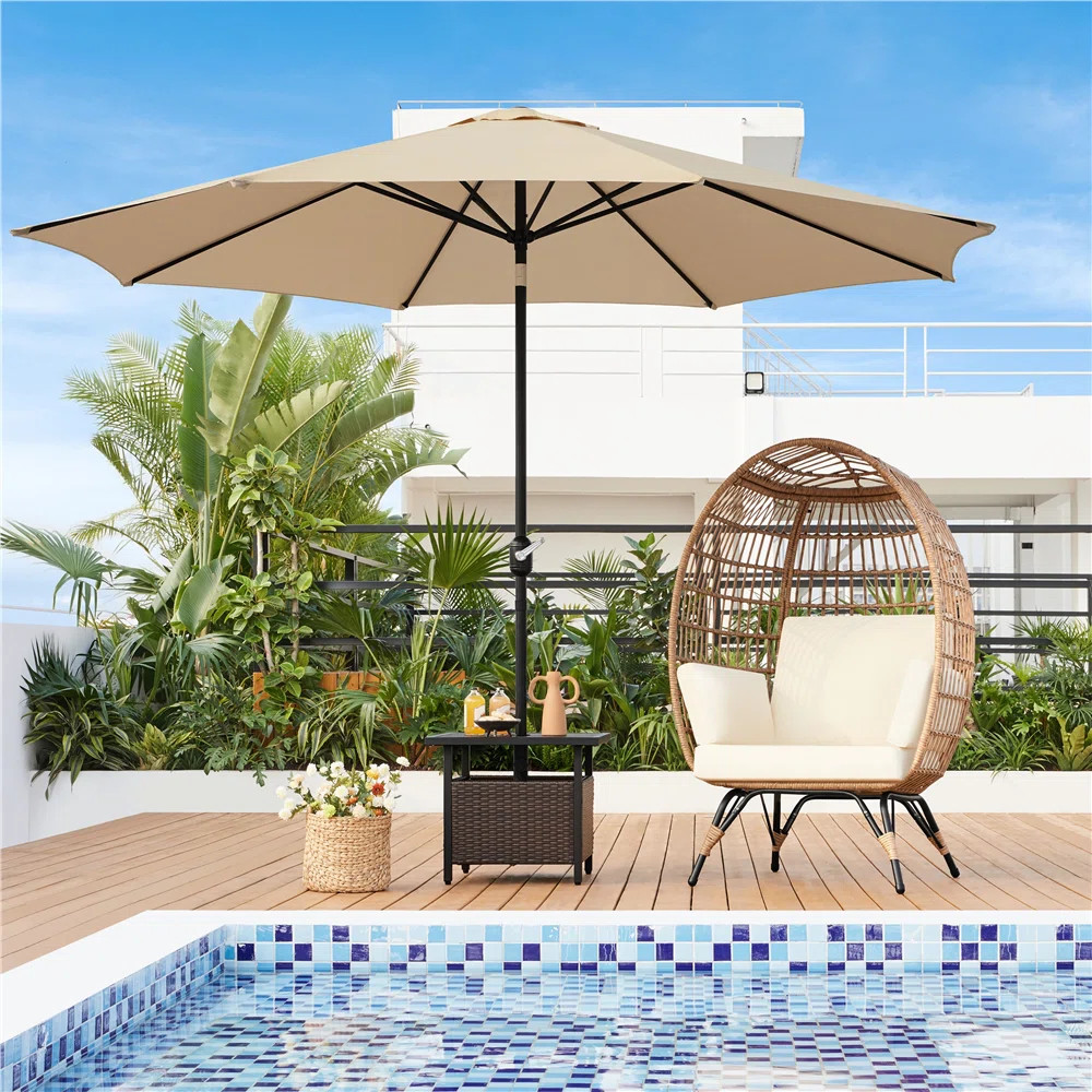 Dakota Fields Cynthie HDPE Rattan Indoor& Outdoor Egg-shaped Lounge Chair with 4 Cushions & Revie... | Wayfair North America