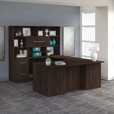 Office 500 2 Piece Rectangular Executive Desk Office Set with Hutch | Wayfair North America