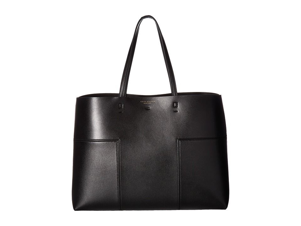Tory Burch - Block-T Tote (Black) Tote Handbags | Zappos