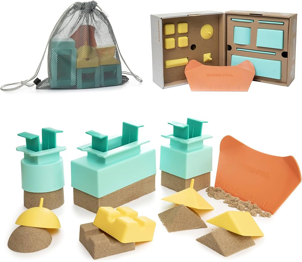 Sand Pal Beach Toys Sand Castle Kit - 9 Pieces Travel-Friendly Beach Toy Set, Snow Toys for Kids ... | Amazon (US)