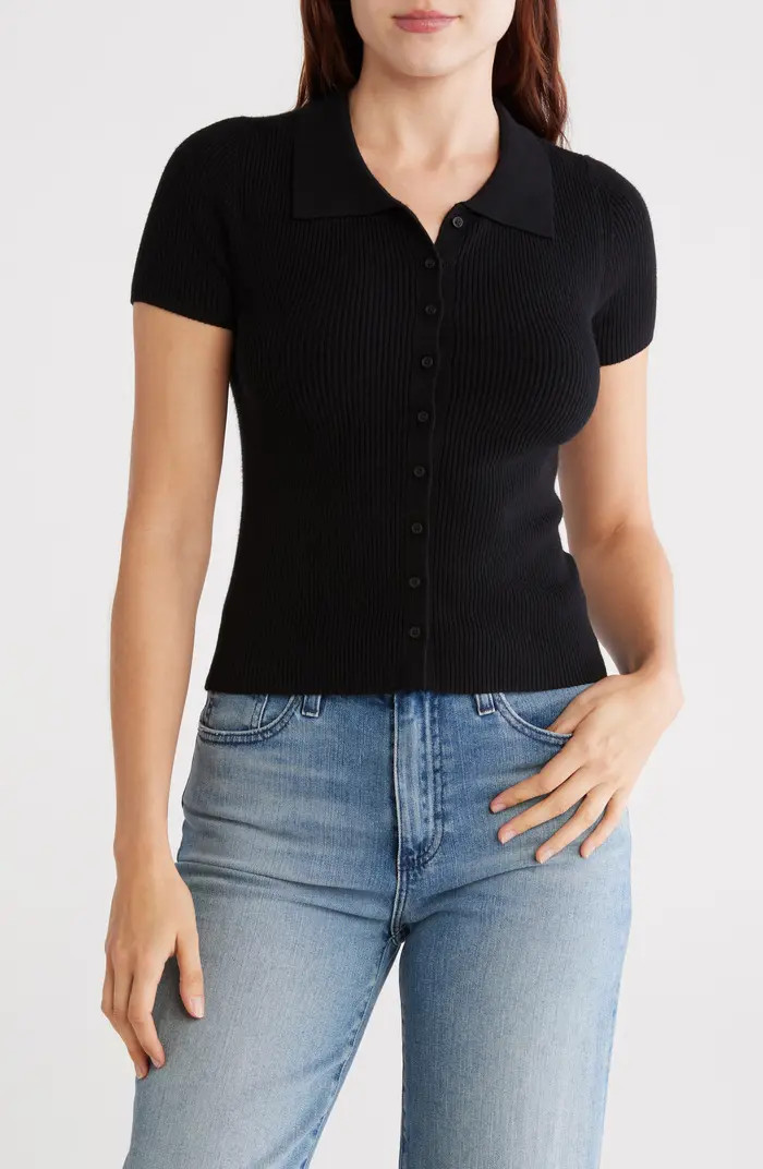Short Sleeve Ribbed Cardigan | Nordstrom Rack